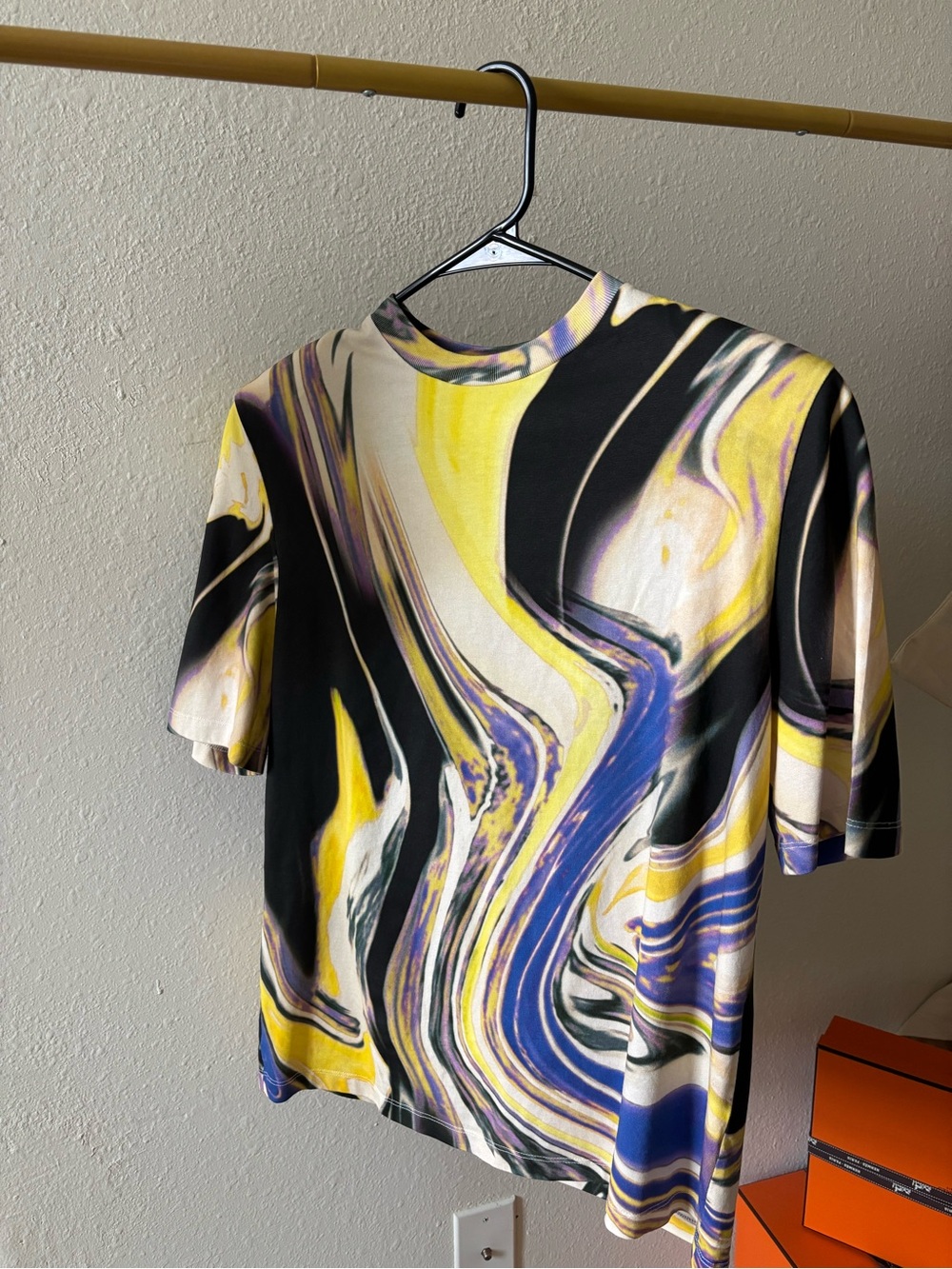 The Attico Yellow, Black & Purple Swirl Tee